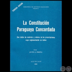 LA CONSTITUCIÓN PARAGUAYA CONCORDADA - Autor: JUSTO JOSÉ PRIETO - Año 1990